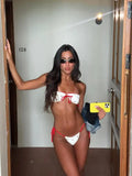 2026 New Glamorous White and Red Bikini with Unique Bow Design Perfect for Summer Beachwear Pool Parties Beach Vacation
