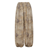 Low-waisted, loose-fitting, wide-slip casual trousers, lightweight woven trousers