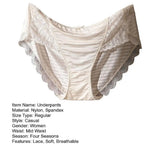 Anti-septic Women Underpants Women Panties Mid Waist Lace Bow Decor Tummy Control Butt-lifted Soft Stretchy Quick Dry Briefs