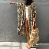 17 Colors Leopard Printed Colorful With Belt Tunic Cover-ups Beach Dress Beach Wear Beachwear Female Women Beach Cover Up V4510L