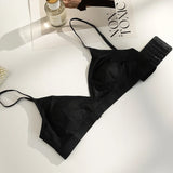 Elegant French Triangle Bra Rabbit Ear Cup Non-Padded Push Up for Small Bust Anti-Bulge Summer Lingerie UK Sizes MOYISU Sexy S-L