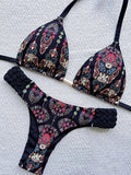 Print Halter Braided Rope Mini Thong Bikini Female Swimsuit Women Swimwear Two-pieces Bikini Set High Cut Bathing Suit Swim Lady