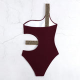 2026 One Shoulder Swimsuit One Piece Sexy Solid Swimwear Women Bandage Bathers Bathing Swimming Swim Suit Beachwear Summer