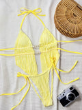 DEKA Yellow String Bikinis Halter Triangle Micro Bikini Set Thong Ruffled Ruched Sexy Swimsuit Women 2025 Swimwear Bather De Muj