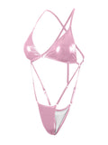 Sexy Extreme String Monokini Micro Bikini Swimsuit Women Shiny Y2K Swimwears Beach Trikini Backless Bathing Suit Vacation Outfit