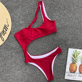 Asymmetric One shoulder Female Swimwear One piece swimsuit Women Monokini Bather Trikini High Cut Out Bathing Suit Swim Bodysuit