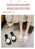 High End Luxury Flower Slippers Women Camellia Shoes Open Toe Slides Femme Outside&Home Pantuflas Sandals Ladies Flip Flops