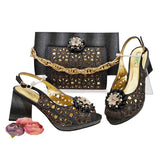 Doershow African fashion Italian Shoes And Bag Sets For Evening Party With Stones pink Italian Handbags Match Bags!  HFV-25