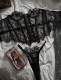 Toucheart Erotic Bodysuit French Retro Black Lace Jumpsuit Women's Sexy Delicate Intimate Seductive Backless Fishbone Shapewear