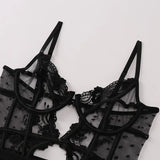 Toucheart Lace Sexy Skinny Babydoll Bodysuit Embroidery Erotic Private Adult Suit Solid Color Patchwork High Waisted Sexy Set