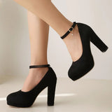 2026 Plus Size 43 Elegant Pink Cross-strap Pumps Office Lady Classic Black High Heels Shoes Women Purple Platform Party Shoes