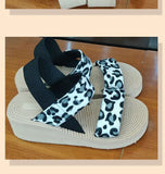2026 Light Weight Summer Leopard Sandals For Women Daily Walking Shoes Soft EVA Elastic Band Girls Student Platform Sandalias