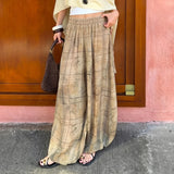 Low-waisted, loose-fitting, wide-slip casual trousers, lightweight woven trousers