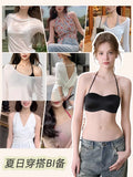 Vintage Multiway Bra Halter Neck Non-Slip Adhesive Bra for Small Bust Satin Backless Strapless Summer Lingerie UK S-XL MOYISU AB