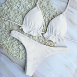 Summer Brazilian Bikini Set for Women Sexy 2 Pieces Set Push-up Swimwear Bandage Top Thong Bathing Suit Swimsuit Beachwear