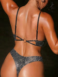 S - XL Snake Skin Deep V Neck One Piece Swimsuit Women Swimwear Female High Cut Out Monokini Backless Bathing Suit Swim Bodysuit