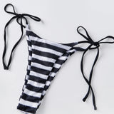 Women Striped 3 Piece Bikini Sets Halter Bra Briefs Shorts for Party Beach Summer Bathing Suit Swimwear