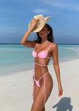 2024 Sexy Pleats Bikinis Set Micro Bikini Women Halter Swimwear High Cut Swimsuit Brazilian Biquini Beachwear Bathing Suit