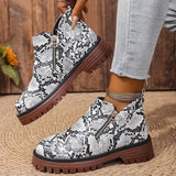 Fashion Snake Print Ankle Boots Women Spring Autumn Plus Size 36-43 Platform Boots for Woman Zipper Up Round Toe Botas Lady