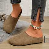 Spring Round Toe Cork Clogs Slippers for Women Outdoor Cork Footbed Flat Heels Mules Shoes Woman Plus Size Suede Slides Female