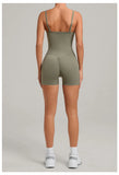 Womens Two Way Wear Bodysuit Sleeveless Yoga Stretch One Piece Romper Sexy Fitness Side Pockets Sportwears Bodysuit