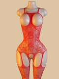 Transparent Fishnet Lingerie Women Crotchless Bodysuits Sexy Open Crotch Pantyhose Teddy Jumpsuits Erotic Full Body Stockings