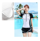 New Short Sleeve High Waist Two Pieces Swimwear Women Swimsuit Hot Spring Surf Bathing Swimming Suit Female Beach Wear