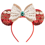 2025 New Style Mickey Minnie Ear Headband Sequin Bows Girl Adult Kids Halloween Party Cosplay Hair Accessories Princess Hairband