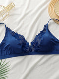 Women's sexy lace lace plus size bra without steel ring, gathered push up straps, adjustable close fitting underwear A2318