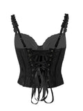 Sexy Lace Underwire Diamond Fishbone Crop Top Hot Girl Slim Fit Tank Top Women Top Deep V Suspenders Sleeveless Fashion J5O9