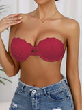 Lace Strapless Bra Double Front Closure Push Up Bralette for Women Invisible Anti-Slip High support Women's underwear