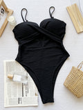 DEAK Sexy Yellow Hollowed Out One Piece Swimsuit For Women Cross Swimwear Female Drawstring Bodysuit Bathing Suit Beachwear
