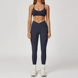 Women's Yoga 2-Piece Hip Lifting Tight Fitting Naked and Beautiful Back Set Outdoor Sports and Leisure Running Fitness Suit