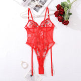 Toucheart Sexy Interesting Lingerie Red Lace Body Sissy Open Crotch Hot Sexy Adult Womens Clothing Fancy Floral Lace Up Tights