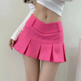 WOMENGAGA Slim Spicy School Girl Uniform High Waist Slim A-line Pleated Pink Plaid Skirt Women's Mini Ultra Short Woemn VA8Z