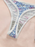 3-piece set of multi-color thongs for women sexy low waist, seamless hollow out, easy to wash and dry breathable underwear C909