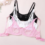 3 Pcs Womens Lace Bra Underwire BH Hollow Out Embroidery Perspective Sexy Underwear Lingerie Tops Plus Size Brassiere