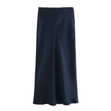 Foridol Autumn Winter Burgundy Satin Skirt Women Party Silk Skirt High Waist Straight Long Faldas Mujer Christmas Skirt