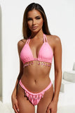 DEKA Sexy Pink Bikini Set Swimsuit Heart Women Gemstone Pendant Swimwear Female Push Up Bikini Beach Swim Wear Bathing Suit