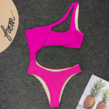 Asymmetric One shoulder Female Swimwear One piece swimsuit Women Monokini Bather Trikini High Cut Out Bathing Suit Swim Bodysuit