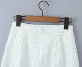 Foridol Summer Casual White Lace Dress Set for Women Hollow Out Embroidery Skirt Outfits 2 Pcs Loose Beach New Suit Skirt Set