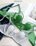 Parisian-Inspired Sheer Bralette Rabbit Cup Push-Up Bra Set Big Bust Support with Anti-Protrusion Padding Summer Thin Steel Ring