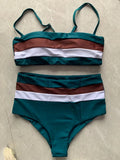 Sexy Striped Bandeau Bikini High Waist Swimsuit Women Swimwear Female Two Pieces Bikini Set Bather Bath Swimming Suit Beachwear