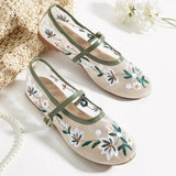 New Summer Women's Lace Flats Shoes Fashion Round Toe Shallow Girls Flower Embroidered Mesh Breathable Soft Sole Single Shoes