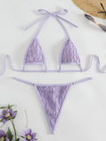 Shiny PU Bikini Extreme Mini Micro Thong Bikinis Female Swimsuit Women Swimwear Two-pieces Bikini Set Halter Bathing Suit Swim