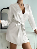Women Summer Pajamas Elegant Lace up Bathrobe Fashion And Sexy Sleepwear For Home Wear