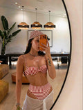 2026 Sexy Red White Striped Bikini Set Classic Vertical Stripe Thin Strap Perfect for Beach Wear and Pool Parties Summer Getaway