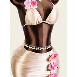 XS - L With Skirt 3D Flower Halter Bikini Women Swimwear Female Swimsuit Three-Pieces Bikini Set Bather Bathing Suit Swim V8065