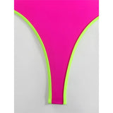 V Neck Splicing Extreme String Mini Micro Thong Women Swimwear One Piece Swimsuit Female Padded Bather Bathing Suit Swim K7085