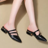 Toe Narrow Band  Slippers Women Fashion Shallow Sandal Elegant Summer Footwear Woman